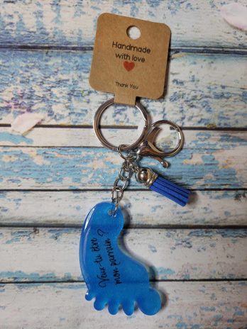 Porte clé personnalisé pied « Veux-tu être mon parrain ? »