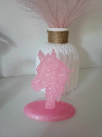 Tête de cheval effet diamant rose