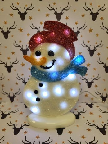 Bonhomme de neige lumineux en résine époxy