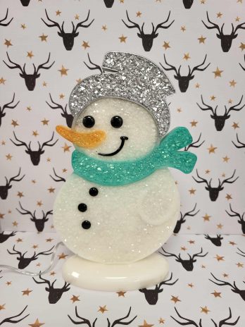 Bonhomme de neige lumineux en résine époxy