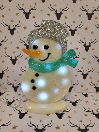 Bonhomme de neige lumineux en résine époxy
