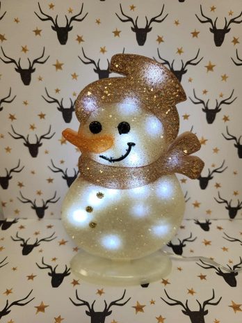 Bonhomme de neige lumineux en résine époxy